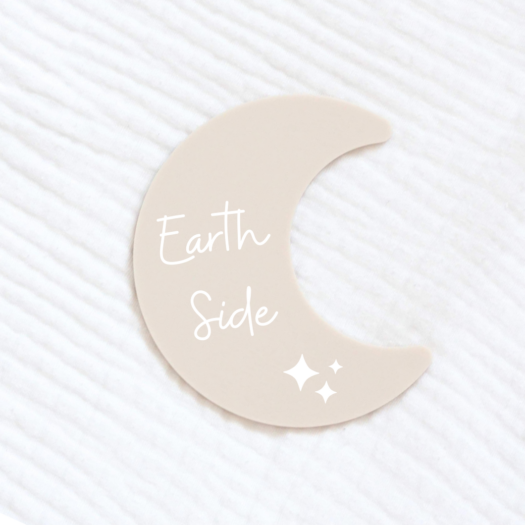 Acrylic Earth Side Moon Baby Announcement
