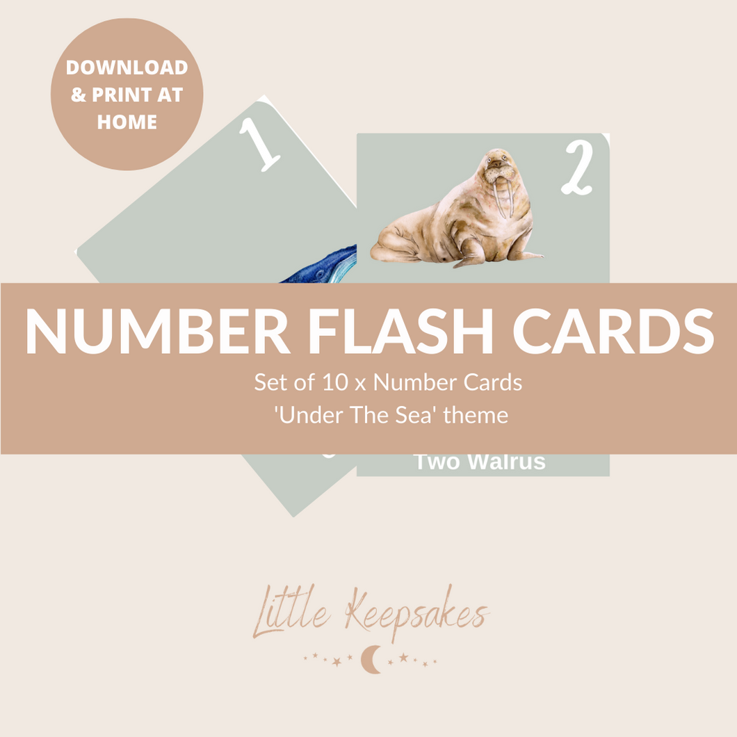 Printable Number Flash Cards 'Under The Sea'