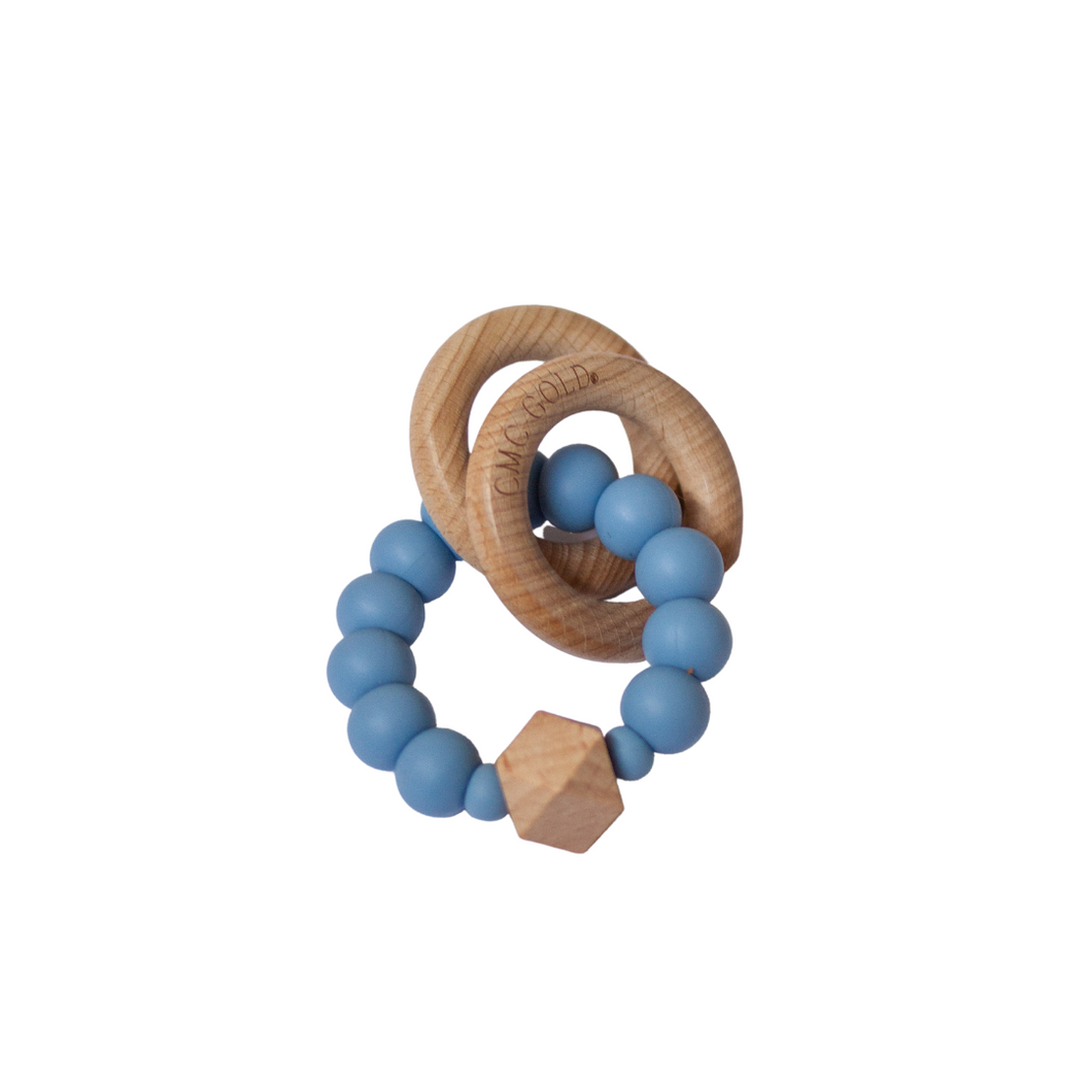 Rattle Teether - Powdered Blue